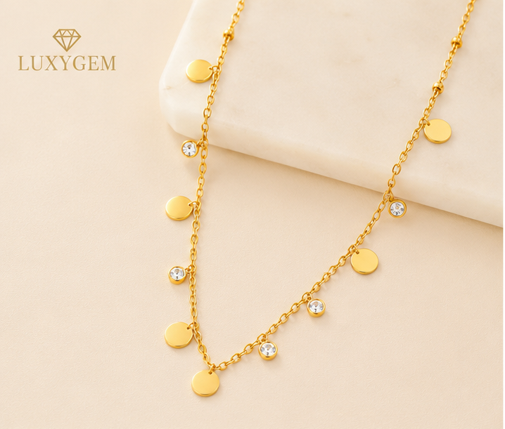 Luxygem Gold-Plated Round Charm Necklace
