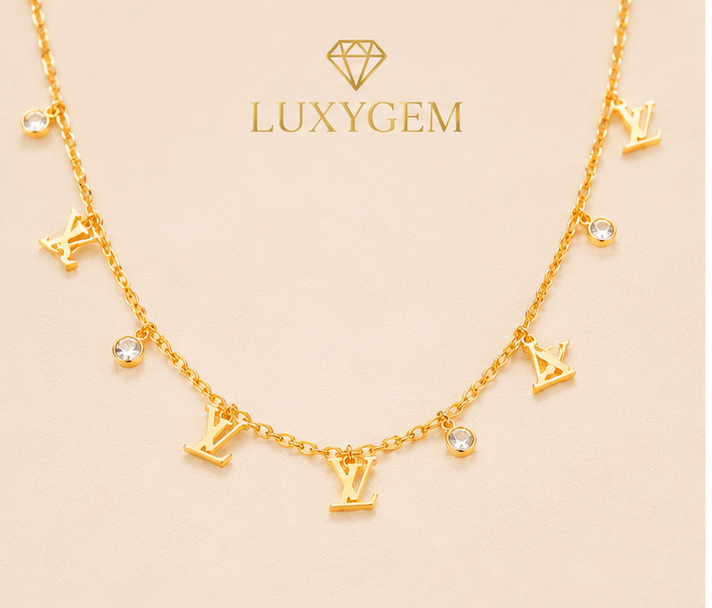 Luxygem Monogram Charm Gold-Plated Necklace