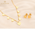 Luxygem Golden Heart Charm Necklace & Earrings Set