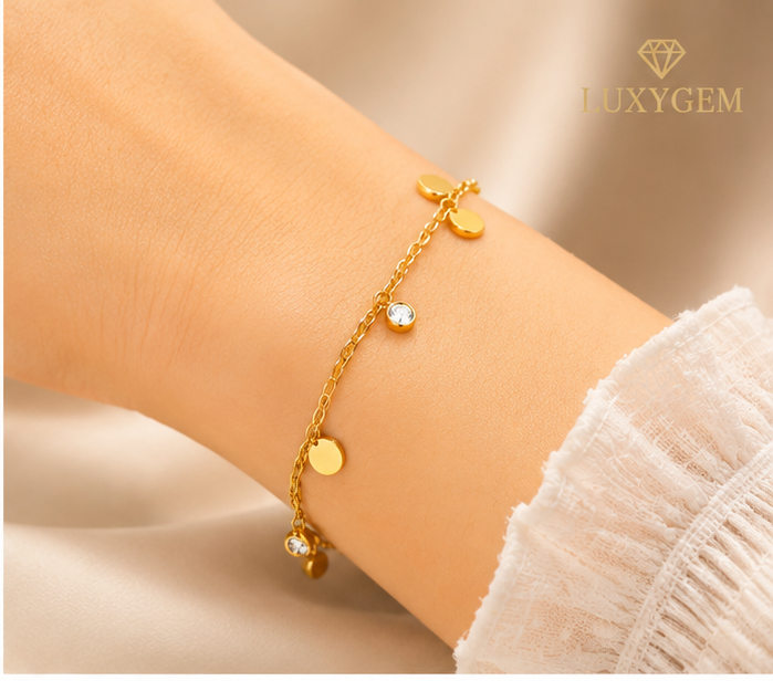 Luxygem Gold-Plated Round Charm Bracelet