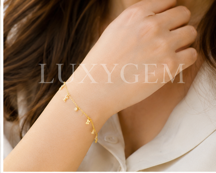 Luxygem Monogram Charm Gold-Plated Bracelet