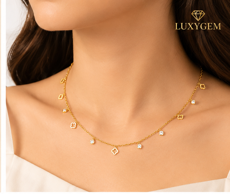 Luxygem Clover Charm Gold-Plated Necklace