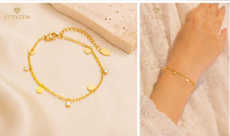 Luxygem Gold-Plated Round Charm Bracelet