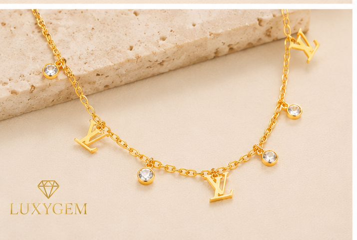 Luxygem Monogram Charm Gold-Plated Necklace
