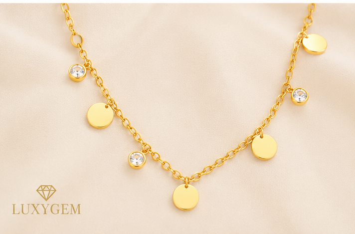 Luxygem Gold-Plated Round Charm Necklace