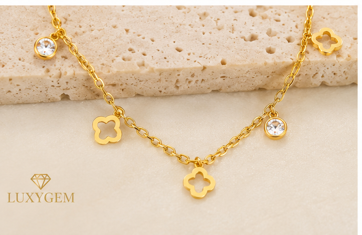 Luxygem Clover Charm Gold-Plated Necklace