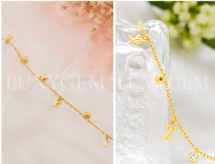 Luxygem Monogram Charm Gold-Plated Bracelet