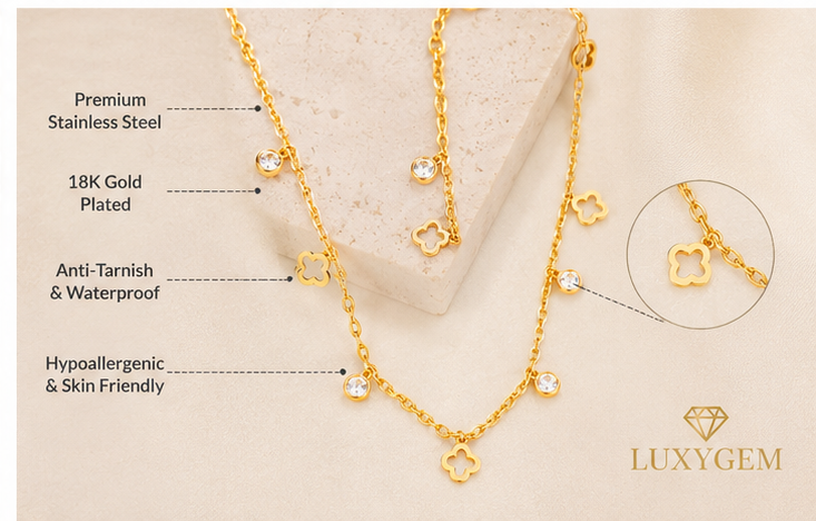 Luxygem Clover Charm Gold-Plated Necklace