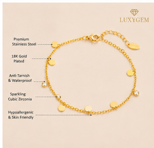 Luxygem Gold-Plated Round Charm Bracelet
