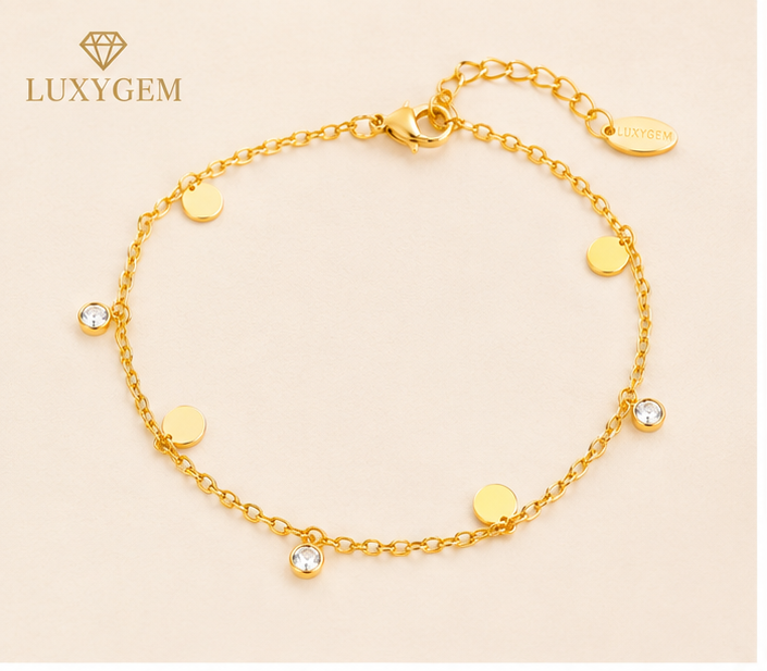Luxygem Gold-Plated Round Charm Bracelet