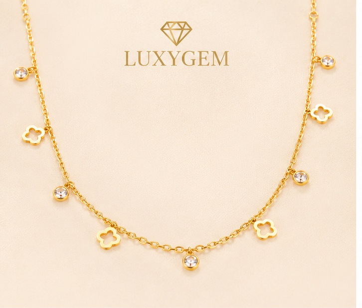 Luxygem Clover Charm Gold-Plated Necklace