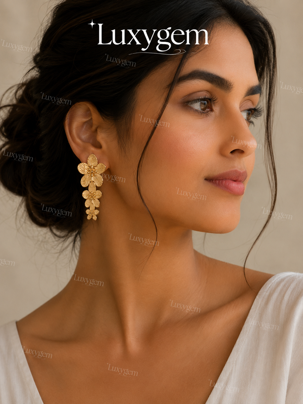 Luxygem Golden Blossom Cascade Earrings