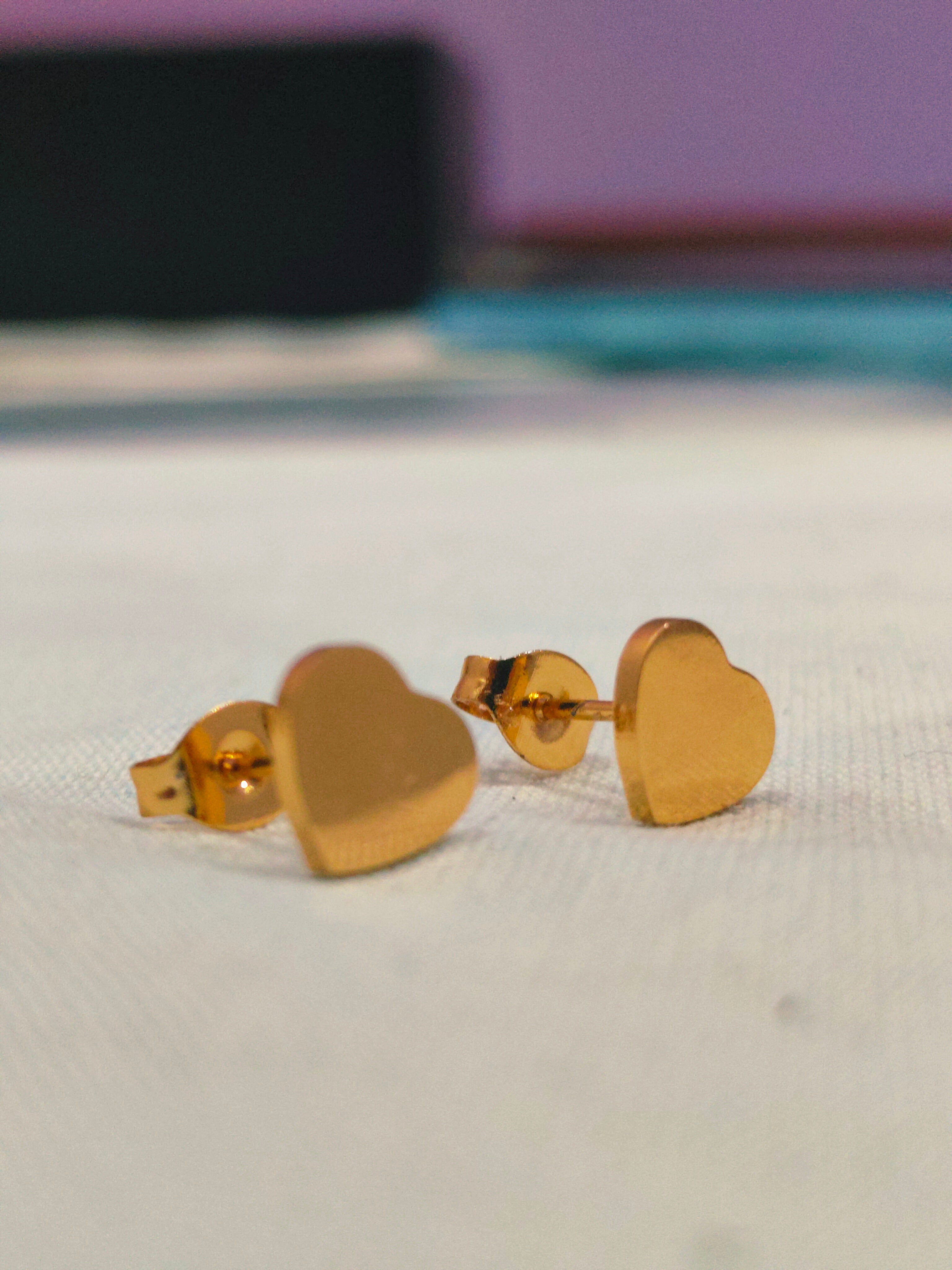Luxygem Golden Heart Charm Necklace & Earrings Set