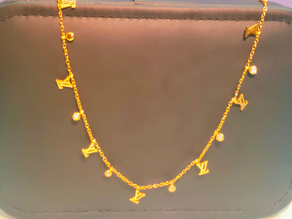 Luxygem Monogram Charm Gold-Plated Necklace