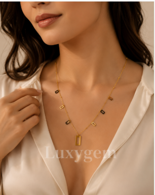 Geometric Gold-Plated Necklace & Earrings Set