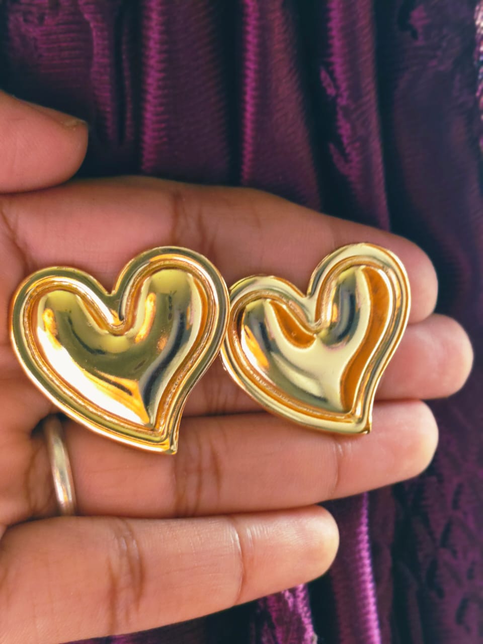 Luxygem Golden Heart Stud Earrings